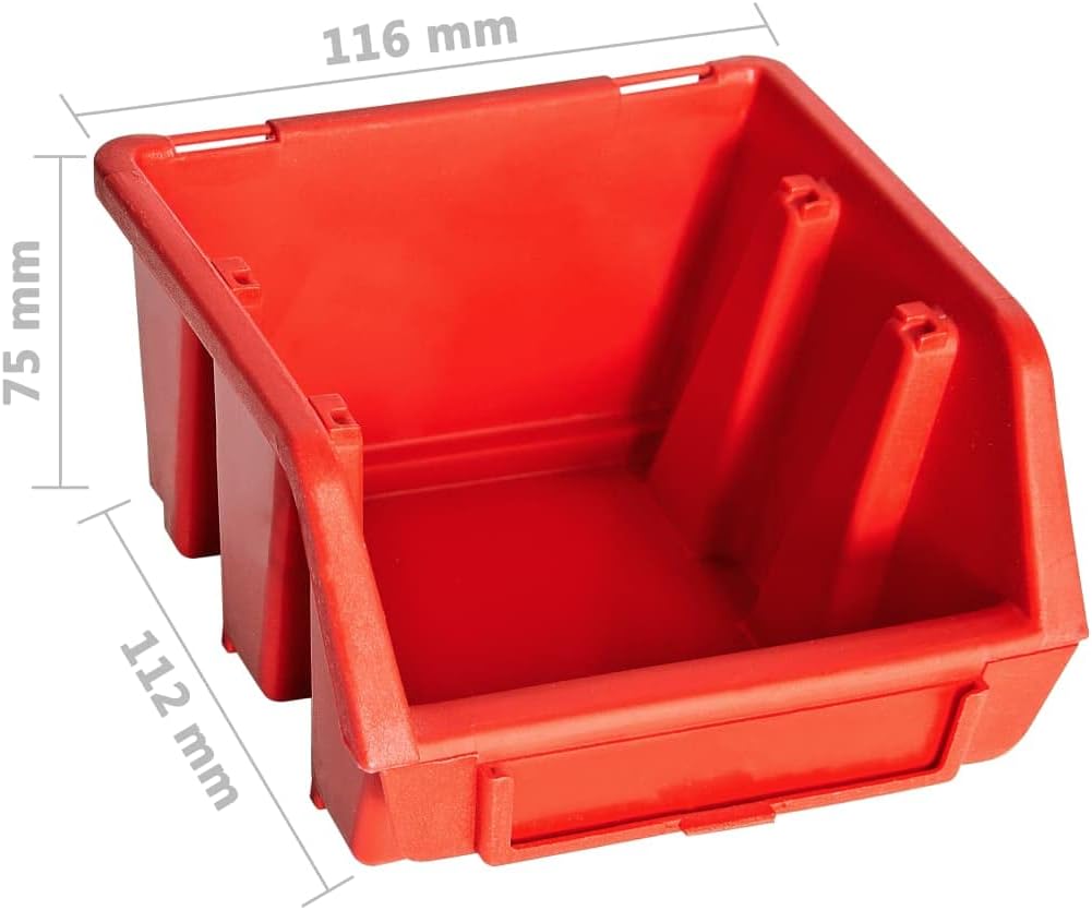 vidaXL Sichtlagerkasten Set 32 tlg., Sichtlagerbox mit Wandhalterung, Stapelbox mit 2 Werkstatt Wand