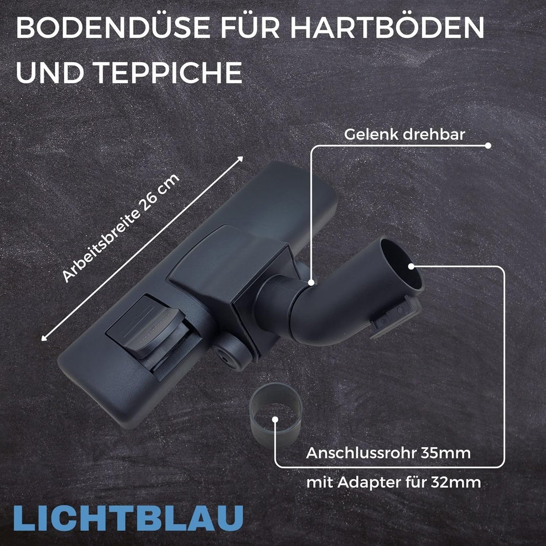 LICHTBLAU Universal Staubsaugerdüse 2976 umschaltbar I Bodendüse kompatibel mit AEG, Miele, Bosch &