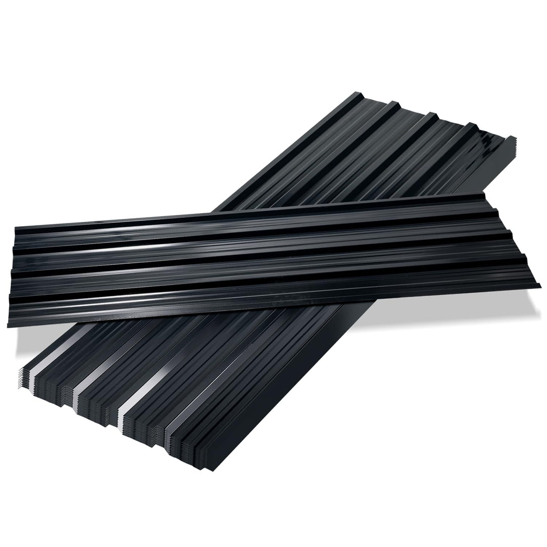 Vkechh 12er Set Stahlblech Dachplatten – 129x46 cm, 0,25 mm dick Trapezblech in Anthrazit mit Rostsc