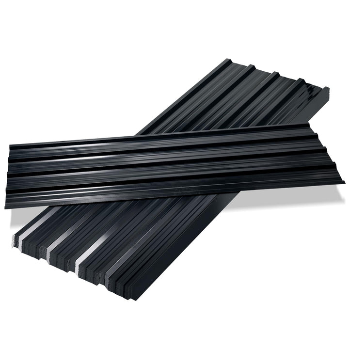 Vkechh 12er Set Stahlblech Dachplatten – 129x46 cm, 0,25 mm dick Trapezblech in Anthrazit mit Rostsc