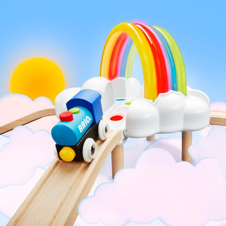 BRIO 36002 Mein erstes Bahn Regenbogen Set - Aufregendes Eisenbahn-Spiel mit kindgerechten Licht- un