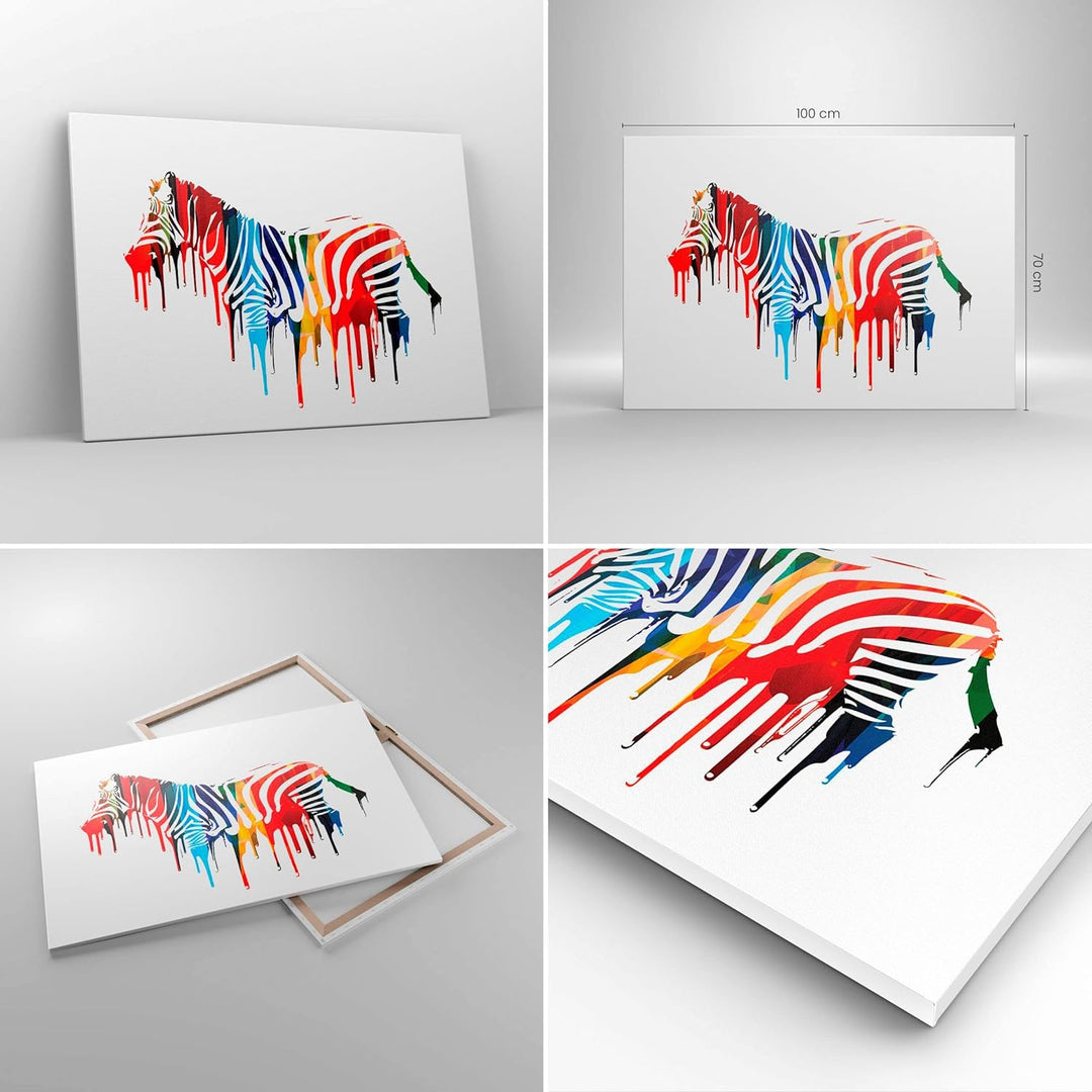 Bilder auf Leinwand 100x70cm Leinwandbild Zebra Detail digital wild Gross Wanddeko Bild Schlafzimmer