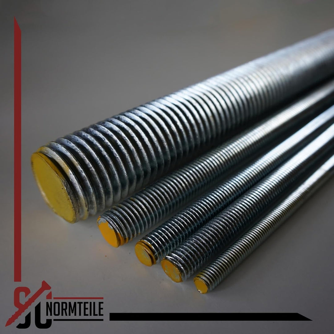 Gewindestange - M6 x 1000 mm - (5 Stück) - DIN 976 / DIN 975 - Güte 8.8 - galvanisch verzinkt - SC97