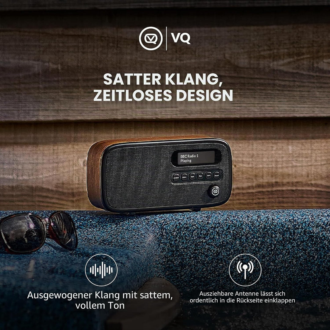 VQ Dexter Radio DAB Plus/DAB mit FM, 3 Watts Stereo Lautsprecher und LCD Bildschirm - Batteriebetrie