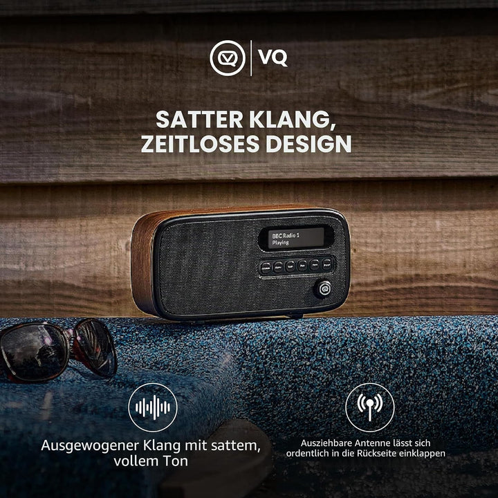 VQ Dexter Radio DAB Plus/DAB mit FM, 3 Watts Stereo Lautsprecher und LCD Bildschirm - Batteriebetrie