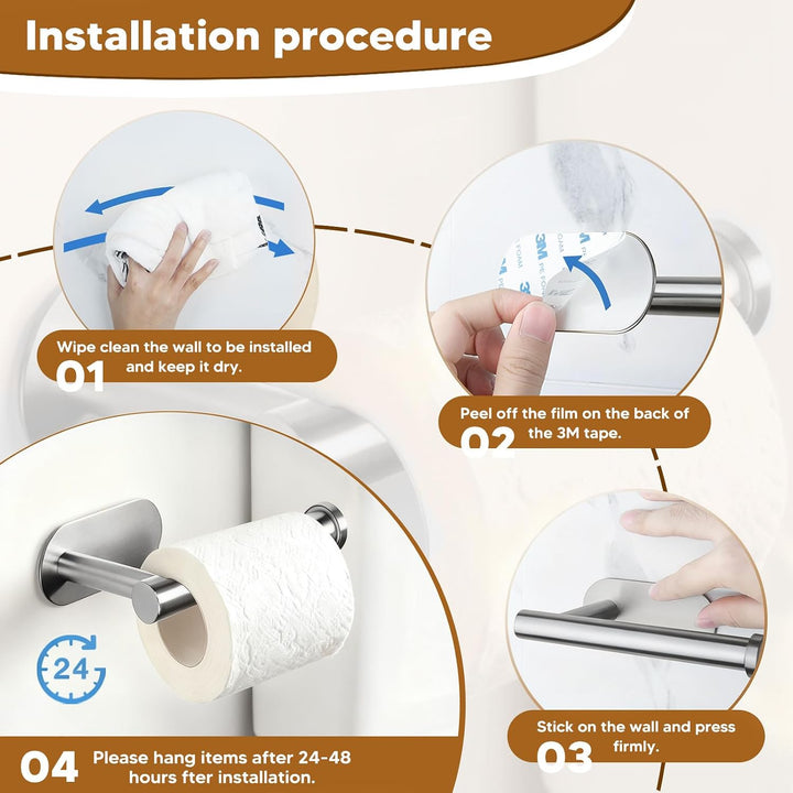 6 PCS Badezimmer Set Selbstklebend, Zahnbürstenhalter,Bad Handtuchhalter Toilettenpapierhalter Handt