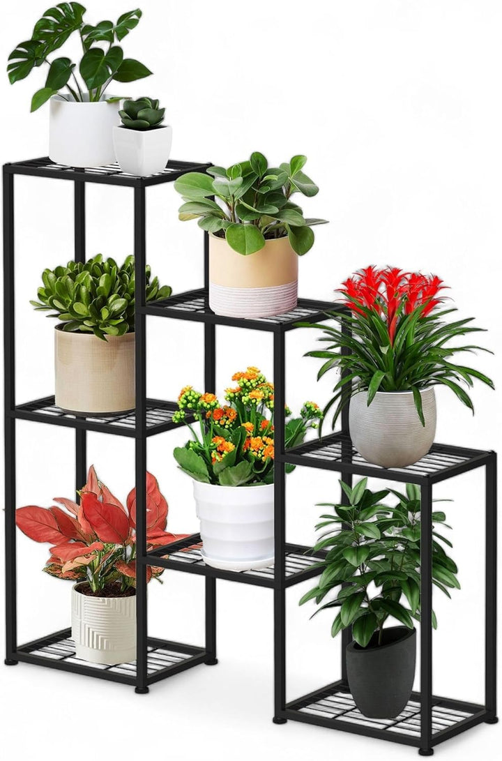 DanDiBo Blumenregal indoor Metall Schwarz 6 Ebenen 96578 Blumentreppe Modern Pflanzentreppe Design P