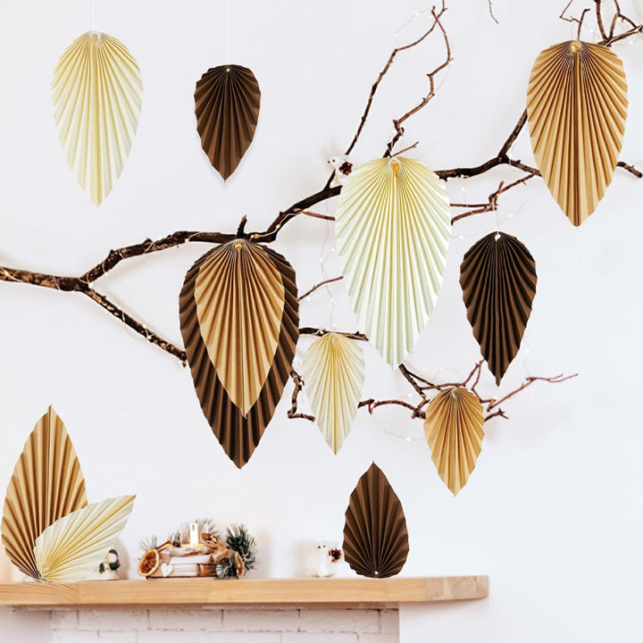 Easy Joy Autumn Decorations,Papier Leaves Deko,Hanging Paper Fan Garland Decoration,Fall Decor,Herbs