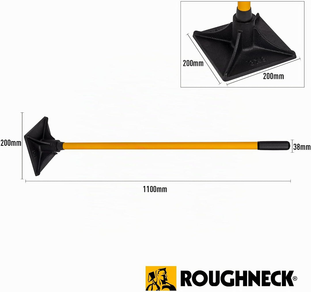 Roughneck Bodenstampfer aus Glasfaser, 20,3 x 20,3 cm, 5,4 kg, Schwarz / Gelb