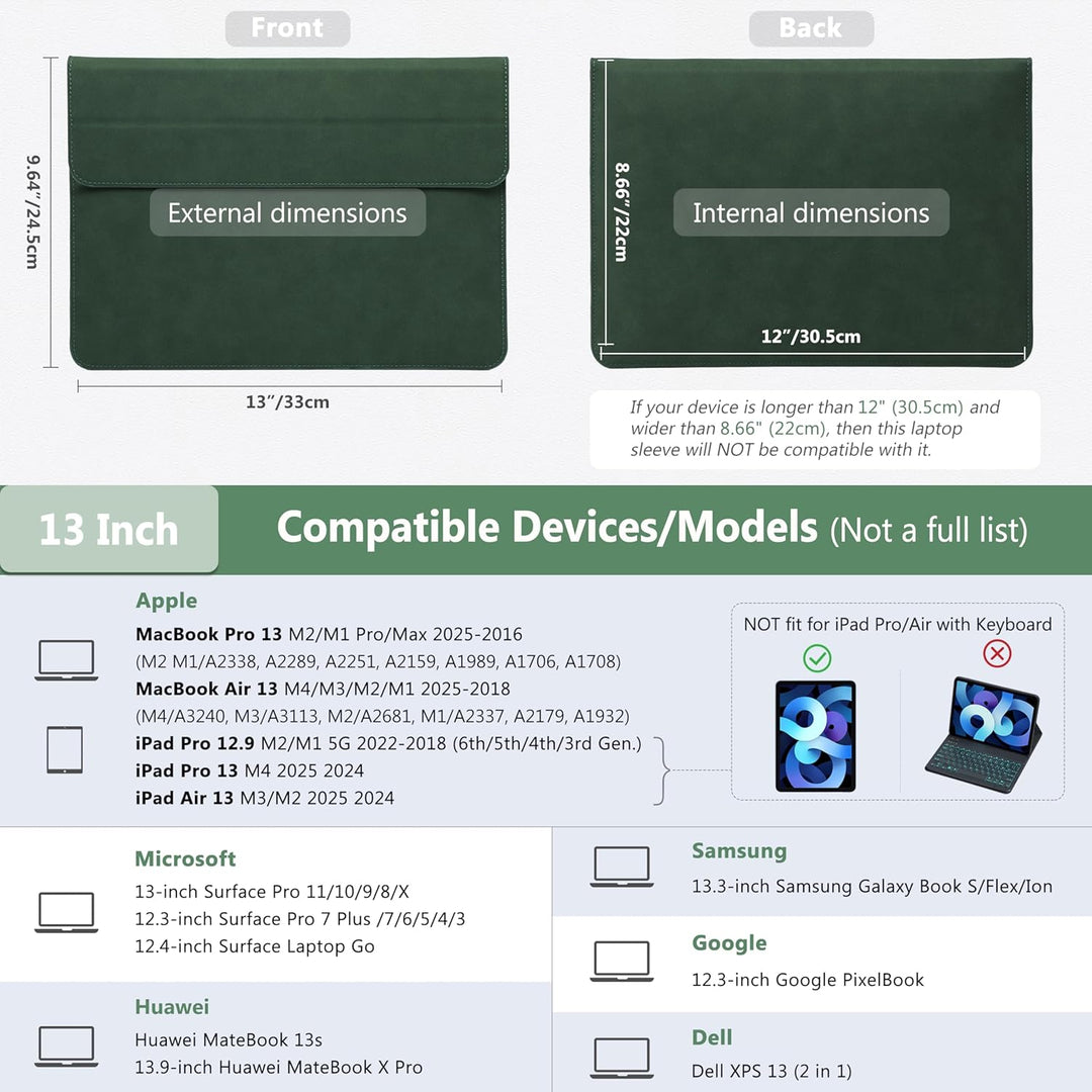 HYZUO 13 Zoll Laptop Hülle mit Standfunktion für 2024-2018 MacBook Air 13 M3 M2 M1, 2024-2016 MacBoo