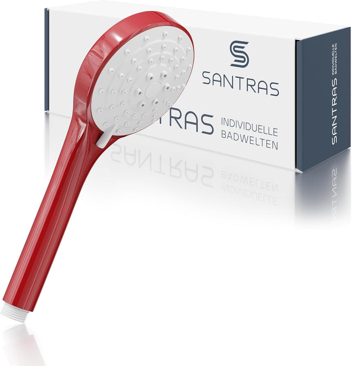 SANTRAS® Handbrause mit dreifach verstellbaren Duschkopf in Rot Rot Dreifach verstellbar, Rot Dreifa