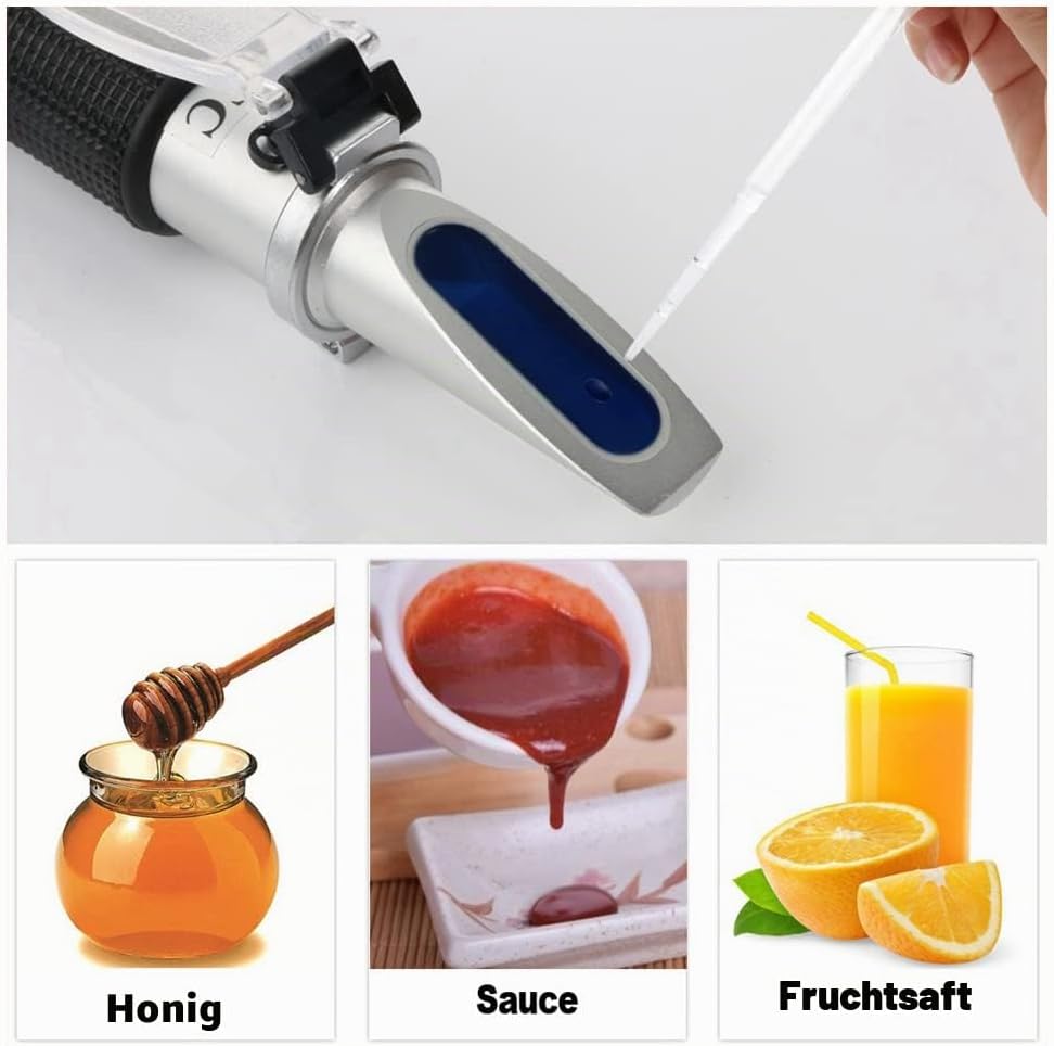 Refraktometer Zucker 0–90%, Handheld-Brix-Refraktometer, hochgenaue Brix-Messung mit ATC für Obst, G