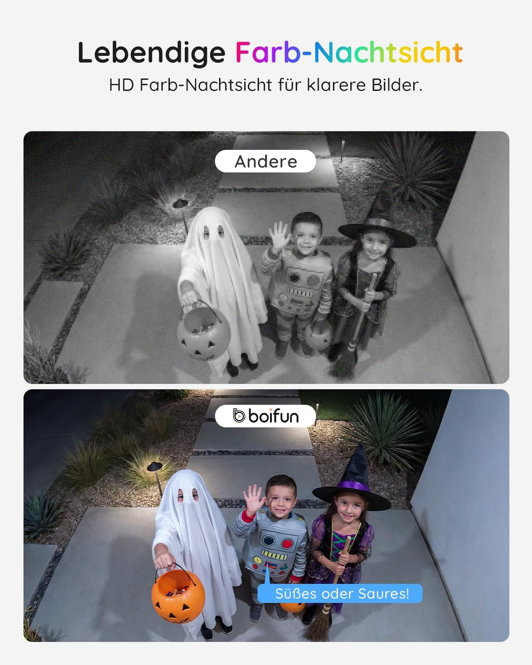 BOIFUN 2026 WLAN Video Türklingel mit Kamera, Dual Kameras für Paketschutz, 2K Full HD Farb-Nachtsic
