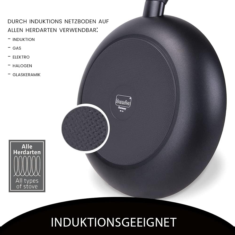 Wokpfanne mit Glasdeckel 30 cm, Aluminium, schwarz - Special+