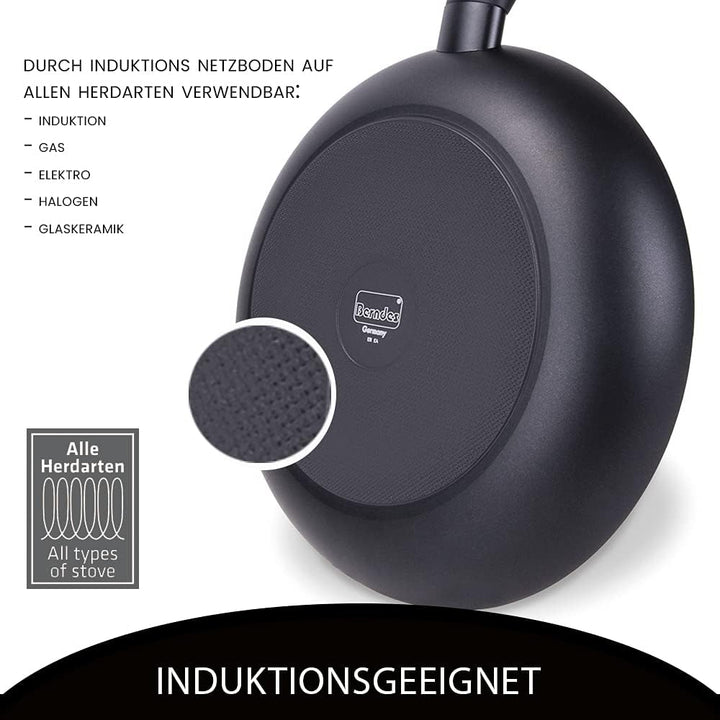 Wokpfanne mit Glasdeckel 30 cm, Aluminium, schwarz - Special+