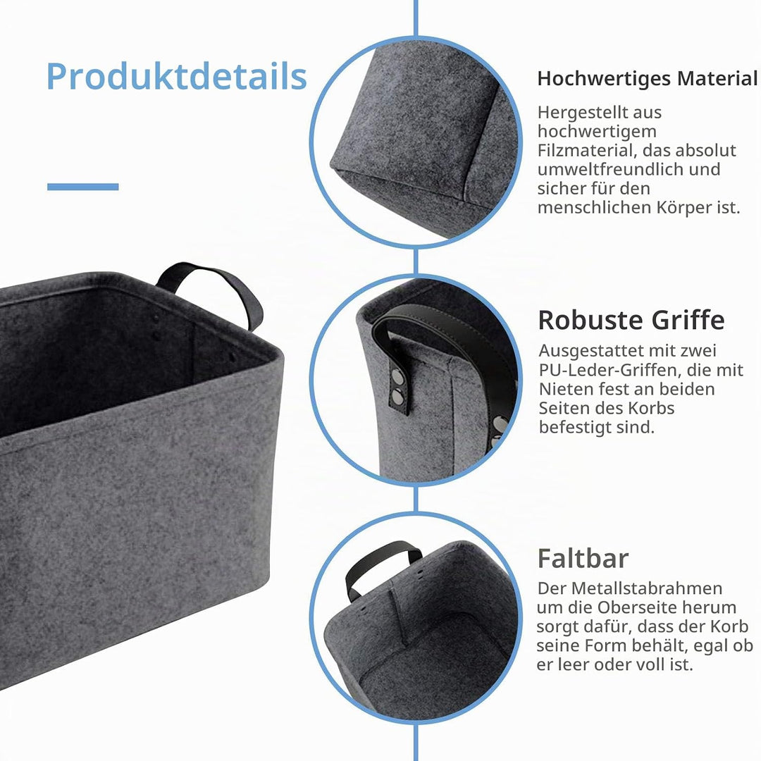 LITLANDSTAR felt storage basket, faltbar filz aufbewahrungsbox für Regal,Wäsche,Schrank,Spielzeug od