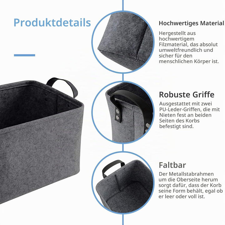 LITLANDSTAR felt storage basket, faltbar filz aufbewahrungsbox für Regal,Wäsche,Schrank,Spielzeug od
