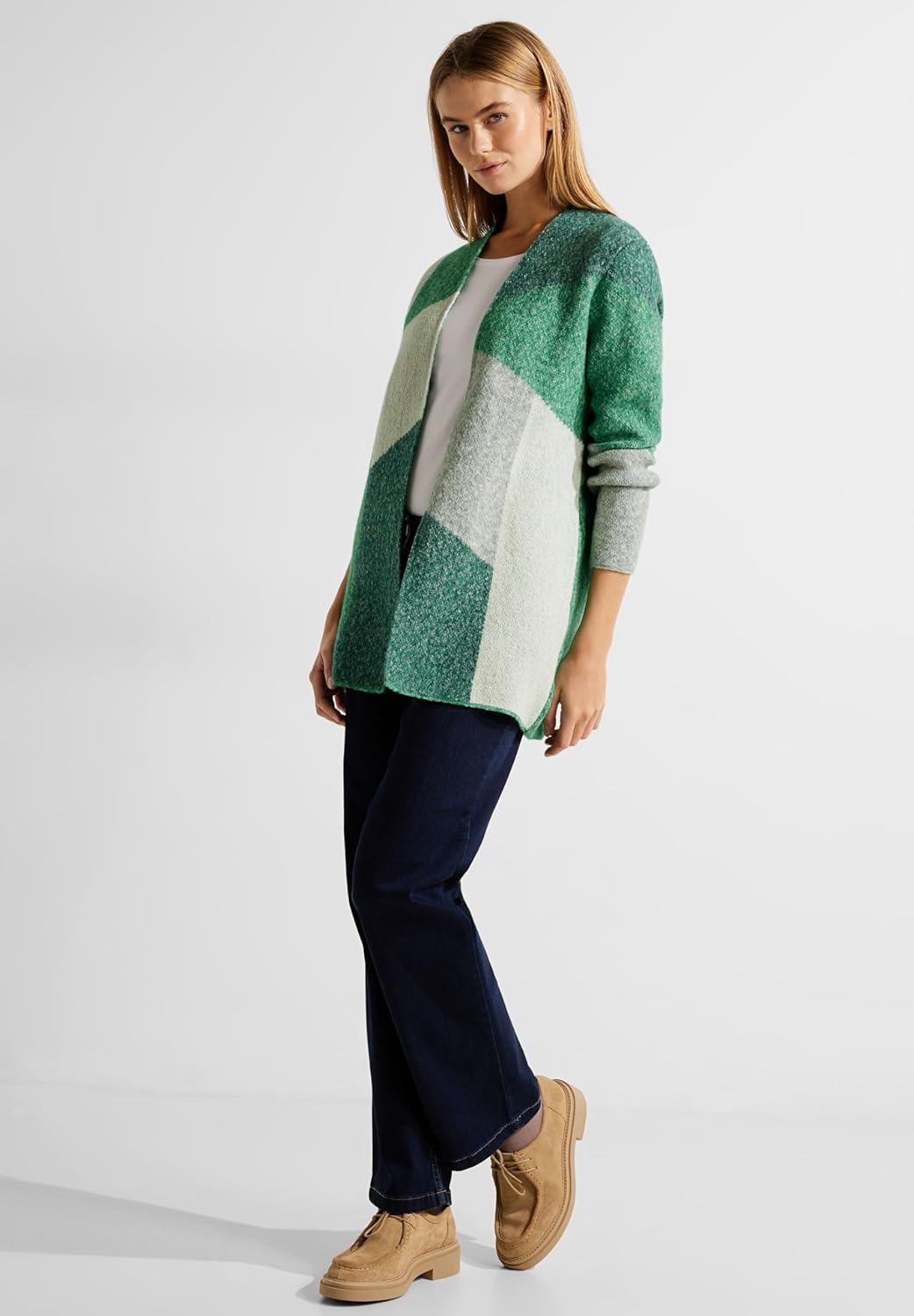 Cecil Damen Strickjacke Gemustert M Bright Green Melange, M Bright Green Melange