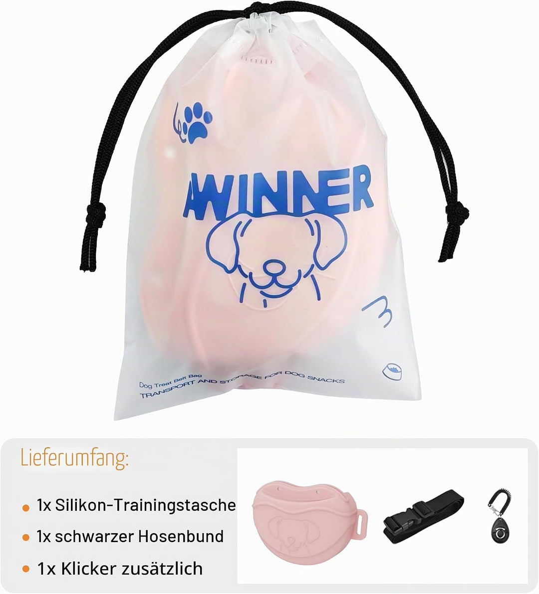 AWINNER Leckerli-Tasche für Hunde, Premium-Silikon, verbesserte 4 starke Magnete, verbesserter Magne