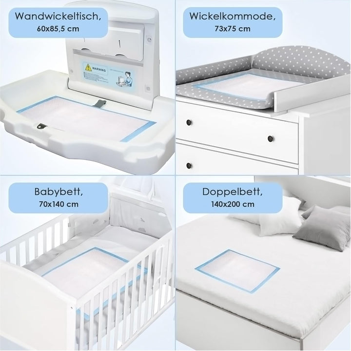 30x Baby Wickelunterlage Einweg 60x40 cm - Ultra-saugfähige Inkontinenzunterlagen, 6-lagige Betteinl