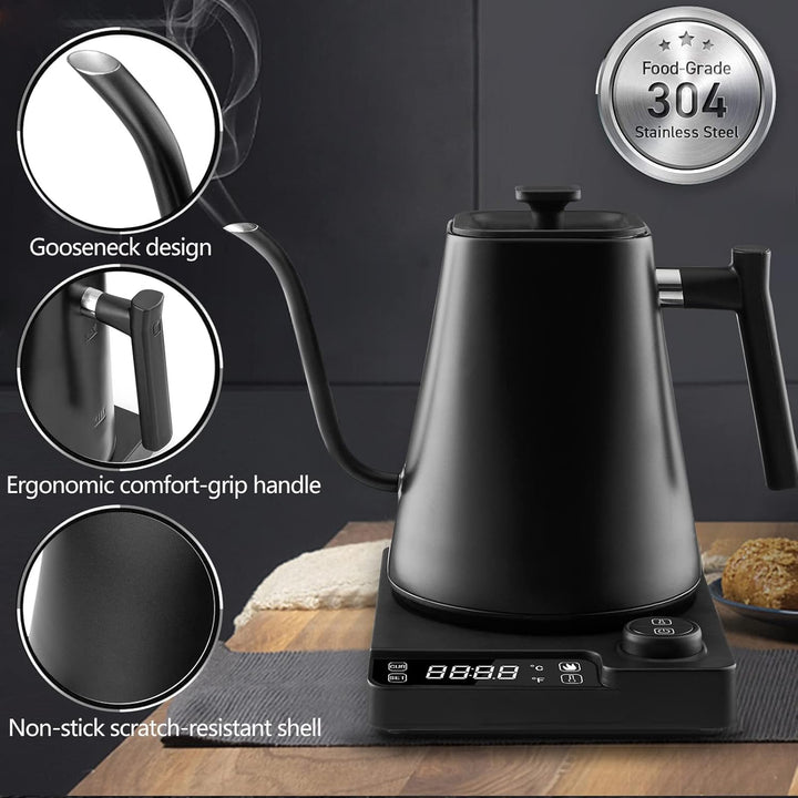 Fityou elektrischer Wasserkocher Schwanenhals,Temperaturregelung, 1200W,1L hohe Kapazität, Schnell k