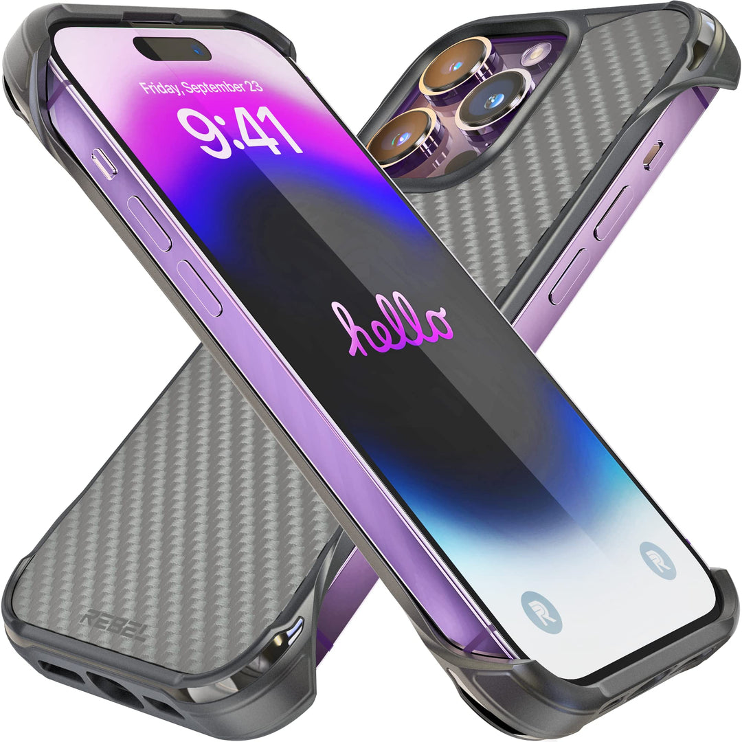 REBEL Schutzhülle für iPhone 14 Pro [Flex-Serie] Freiliegende Seiten, Aramidfaser, stark MagSafe-kom