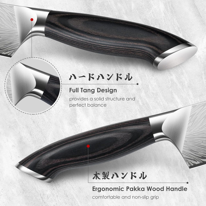 SHAN ZU Küchenmesser aus Pulverstahl, 18 cm Japanisches Nakiri-Messer, Kohlenstoffreicher 63 HRC-Gem