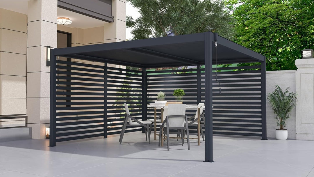 Zubehör G21 Feste Lamellenwand 3,7x2,2 m für Pergola Austin Modern 3.7, Modern 3.7