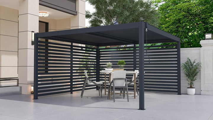 Zubehör G21 Feste Lamellenwand 3,7x2,2 m für Pergola Austin Modern 3.7, Modern 3.7