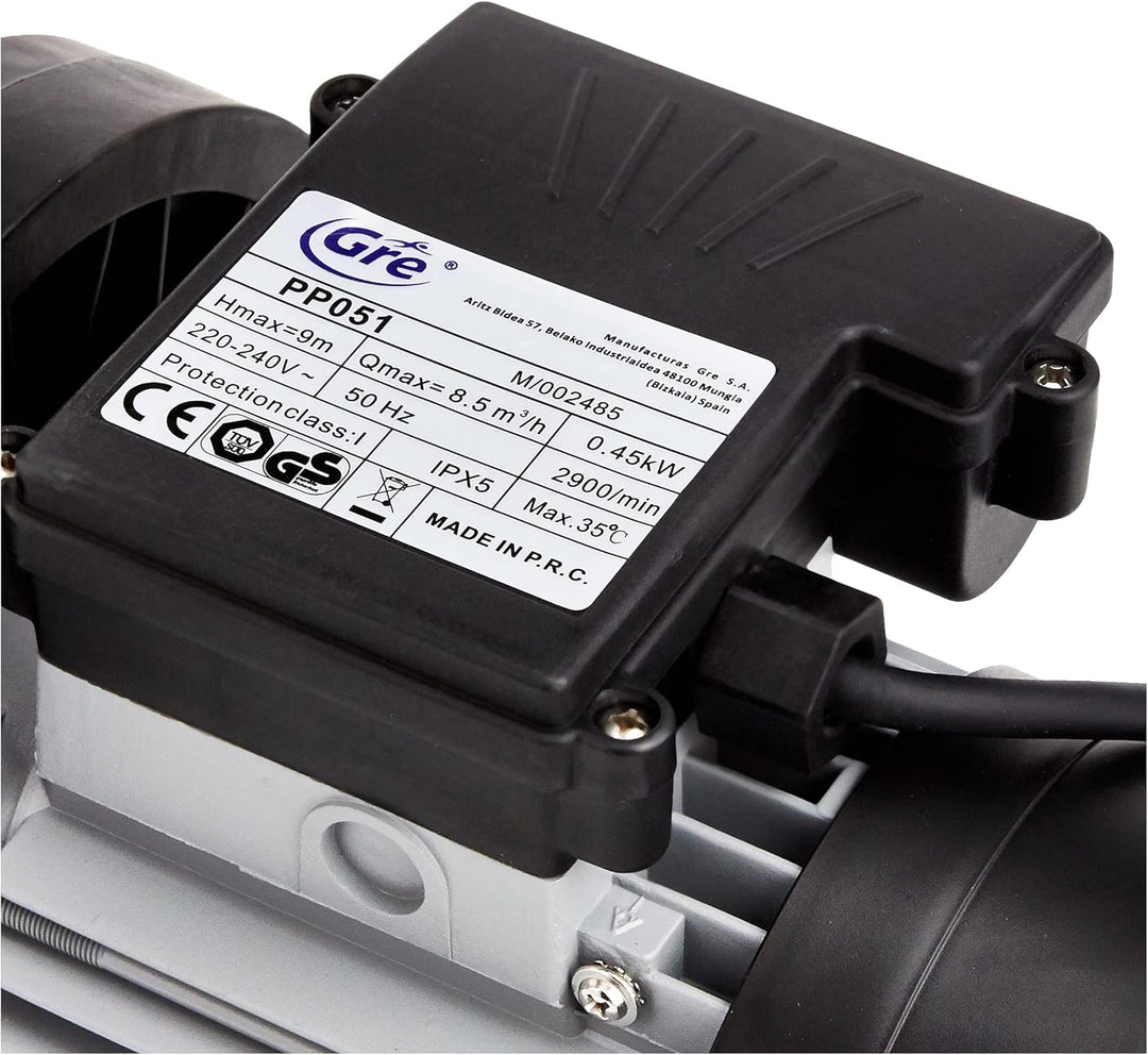 Gre PP051 - Filterpumpe für Pools, 450 W, 8.500 l/h 8,5 m3/h, 8,5 m3/h