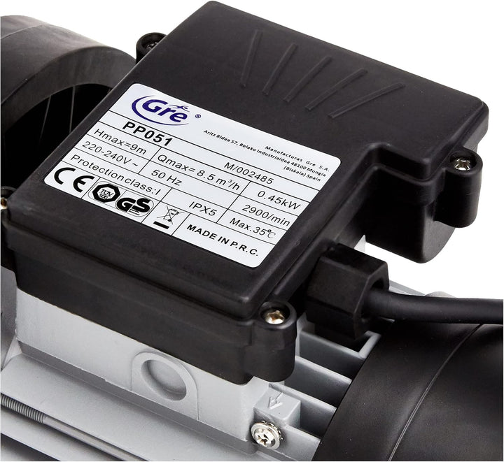 Gre PP051 - Filterpumpe für Pools, 450 W, 8.500 l/h 8,5 m3/h, 8,5 m3/h