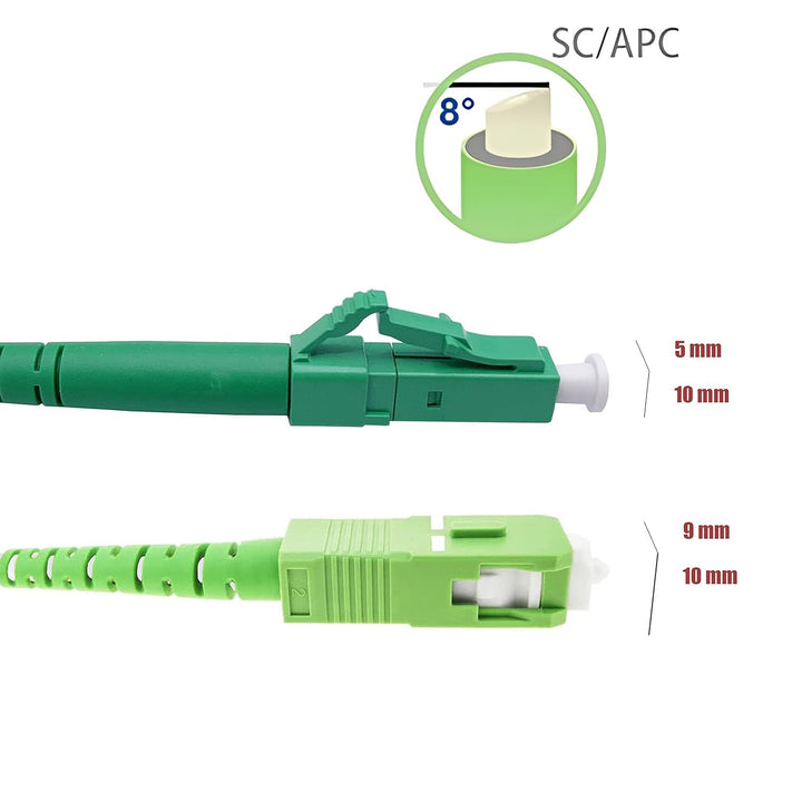 Elfcam® - 50m LWL Glasfaser-Kabel Simplex LC/APC zu SC/APC Stecker, 9/125μm OS2 Patchkabel LSZH, FTT