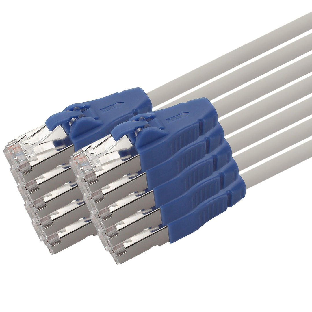 1aTTack.de Patchkabel CAT 6a easy pull Grau - 10 Stück - 0,25m 0,25m Grau - 10 Stück, 0,25m Grau - 1