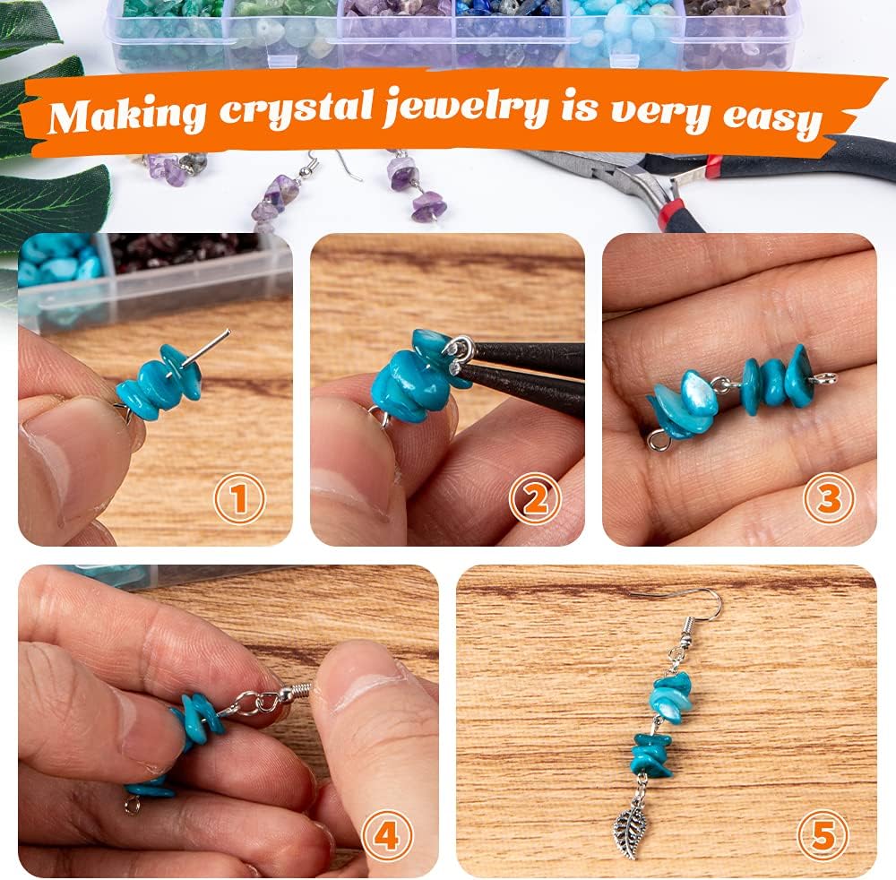 HONGTEYA Schmuck Selber Machen Set, 24 Farben Natürliche Edelstein-Perlen,5–7 mm Steinperlen, 1073 S