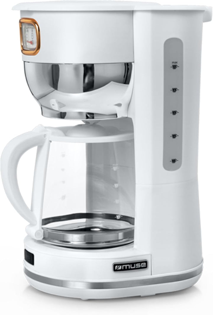 MUSE Kaffeeautomat MS-220 W | mit Glaskanne, analoge Anzeige für Warmhaltung, 10 Tassen Fassungsverm