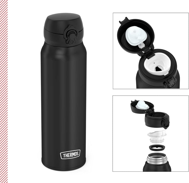 THERMOS ULTRALIGHT BOTTLE 0,75l, charcoal black, Isolierflasche Edelstahl mit Safe Flow Lid, 10 h he