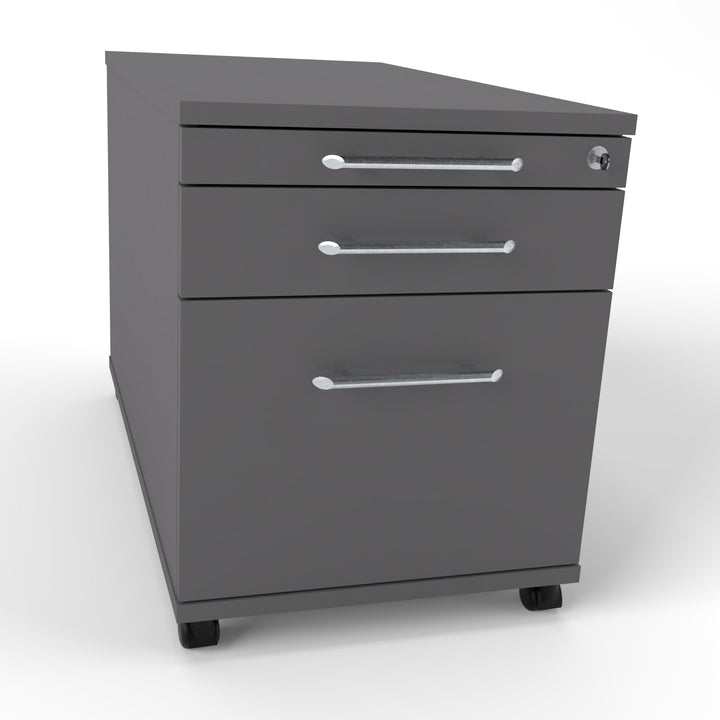 Rollcontainer CADI 43×80×51 cm – abschliessbarer Bürocontainer in Graphit mit Orga-, Universal- und