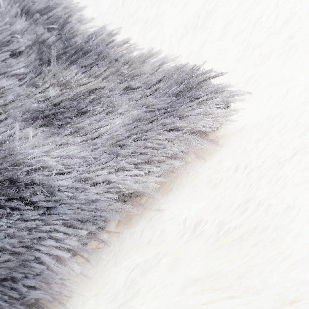 Caregchrisj Kunstfelldecke –Grauweiss Sherpa Schafdecke – Comfort Luxuriöse Flauschige Kuscheldecke