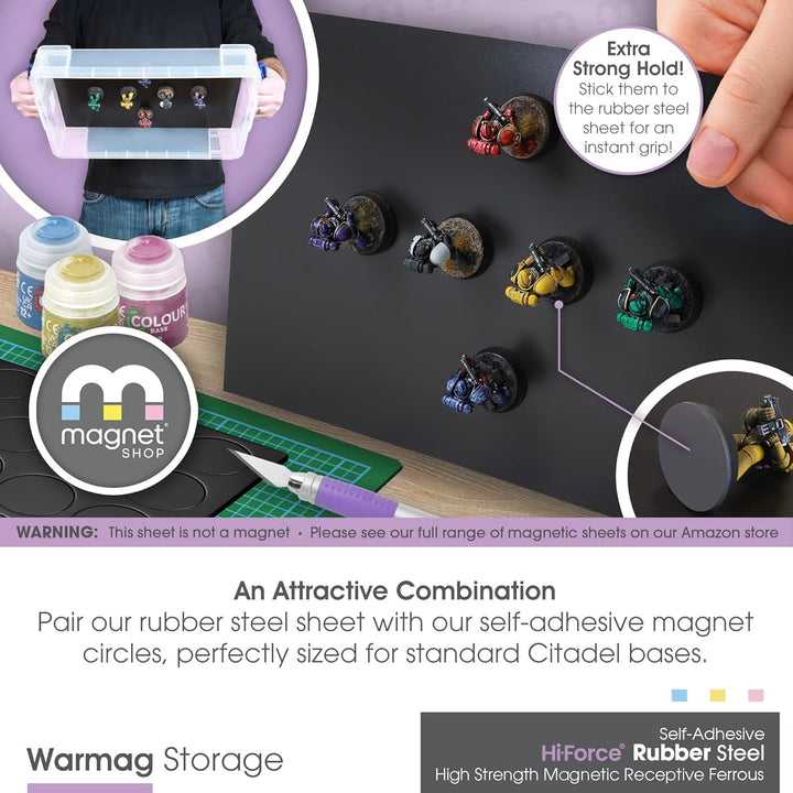 WarMag Gummi-Stahlbleche | Weiches Metallblech (eisenhaltig) für Wargaming-Miniaturen, Magnetdisplay