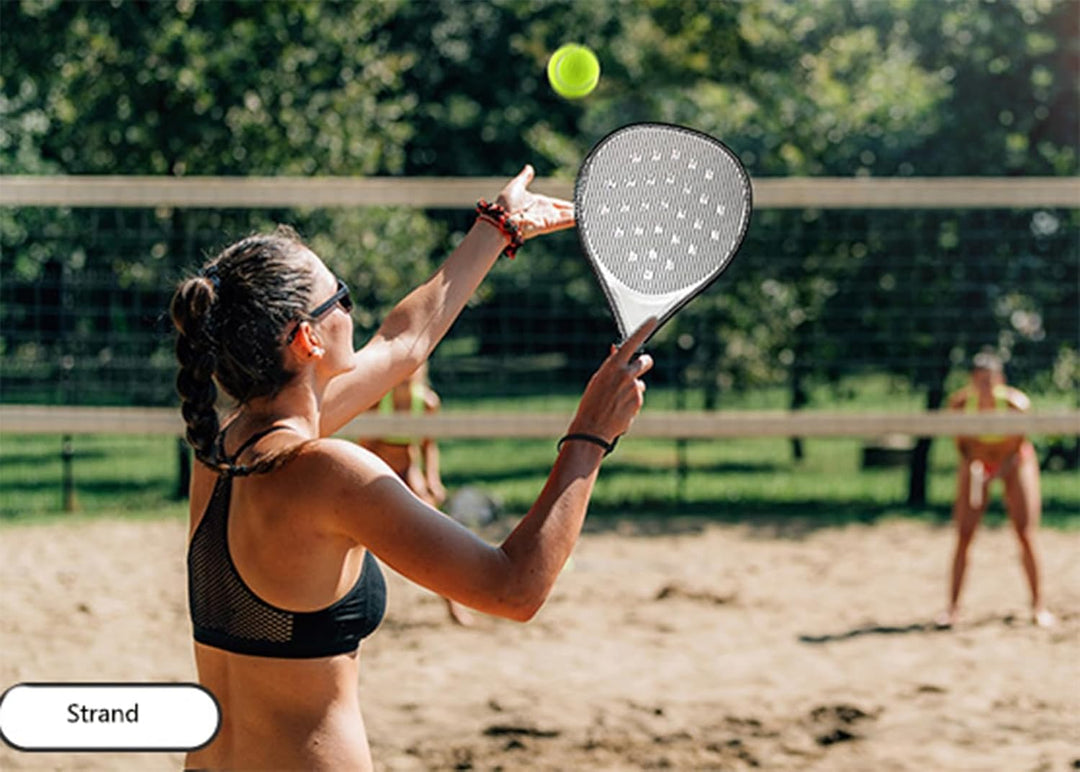 Padel Tennis Schläger – Komplettset für Anfänger – ABS-Rahmen mit Löcher-Netz für optimale Stossdämp