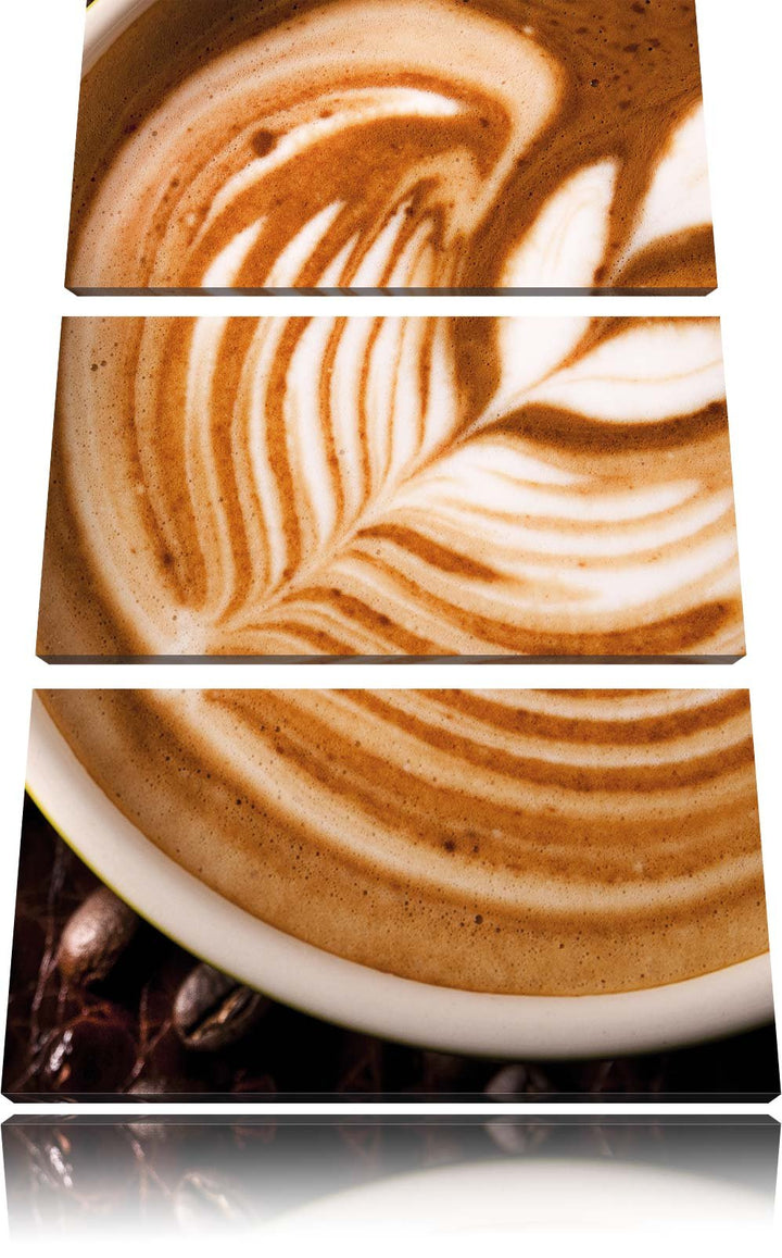 Pixxprint Tasse Kaffee als Leinwandbild/Grösse: 3 Teilig (120x80) cm/Wandbild/Kunstdruck/fertig besp