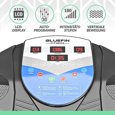 Bluefin Fitness Vibrationsplatte Pro Modell | Verbessertes Design mit Leisen Motoren und Eingebauten