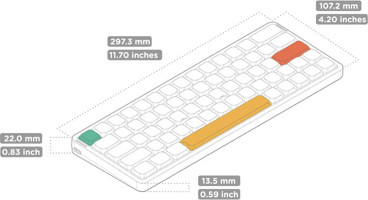 nuphy Air60 V2 Tragbar Mechanische kabellose Mini-Tastatur mit Beleuchtung,Unterstützung QMK/VIA Kom