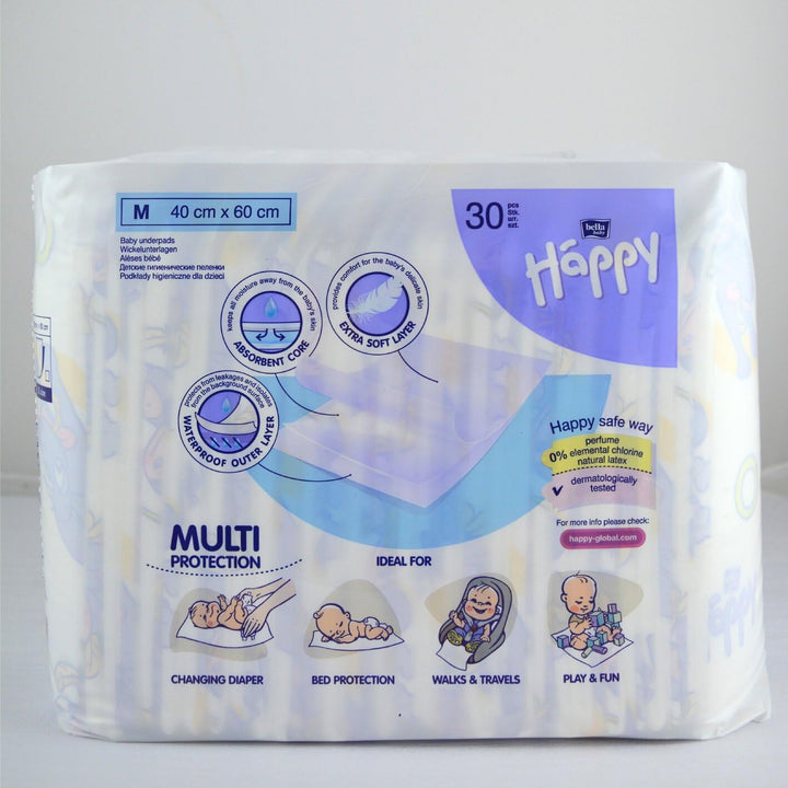 bella baby Happy Wickelunterlagen 40x60 cm ideal für unterwegs im 2er Pack (2x30 Stück) 30 Stück (2e