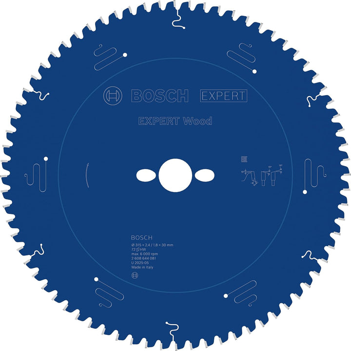 Bosch Professional 1x Kreissägeblatt Expert for Wood (Holz, Sägeblatt Ø 315 x 30 x 2,4 mm, 72 Zähne,
