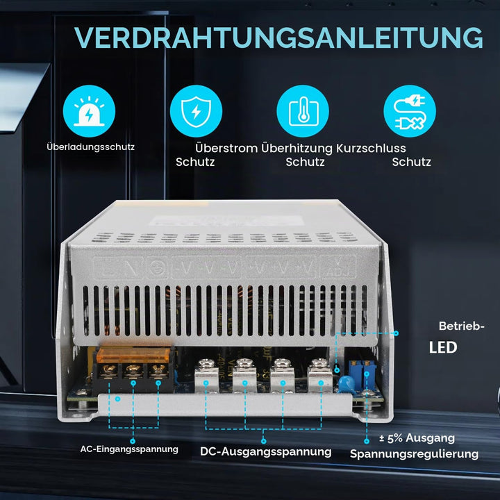 DC 12V 125A 1500W Netzteil Transformator Schalternetzteil 110V/220V AC auf DC 12Volt 125A Netzteil T