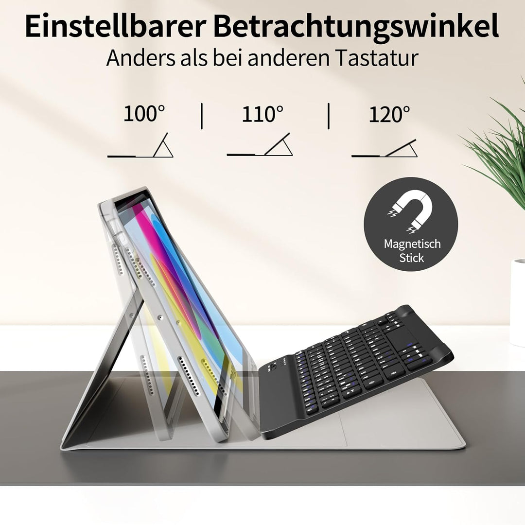 Tastatur Hülle für iPad (A16) 11 Zoll 2025/10. Generation 2022 10.9 Zoll, Magnetische Abnehmbare Kab
