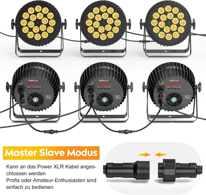2pcs LED Par Strahler 200W LED Par Scheinwerfer 18 LED Bühnenlicht LED Par Licht,RGBW DMX512 Discoli