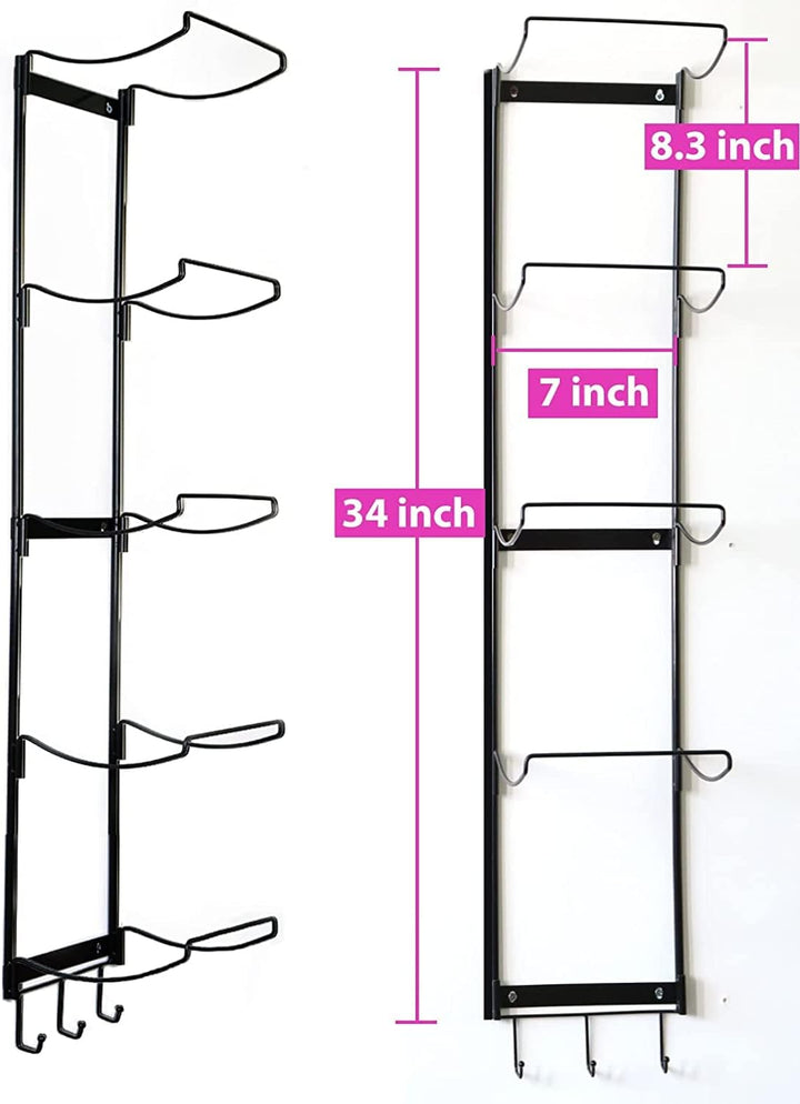 Yogamattenhalter mit 5 Ebenen, Wandhalterung, Metall-Aufbewahrungsregal für Yogamatten/Räder, Schaum