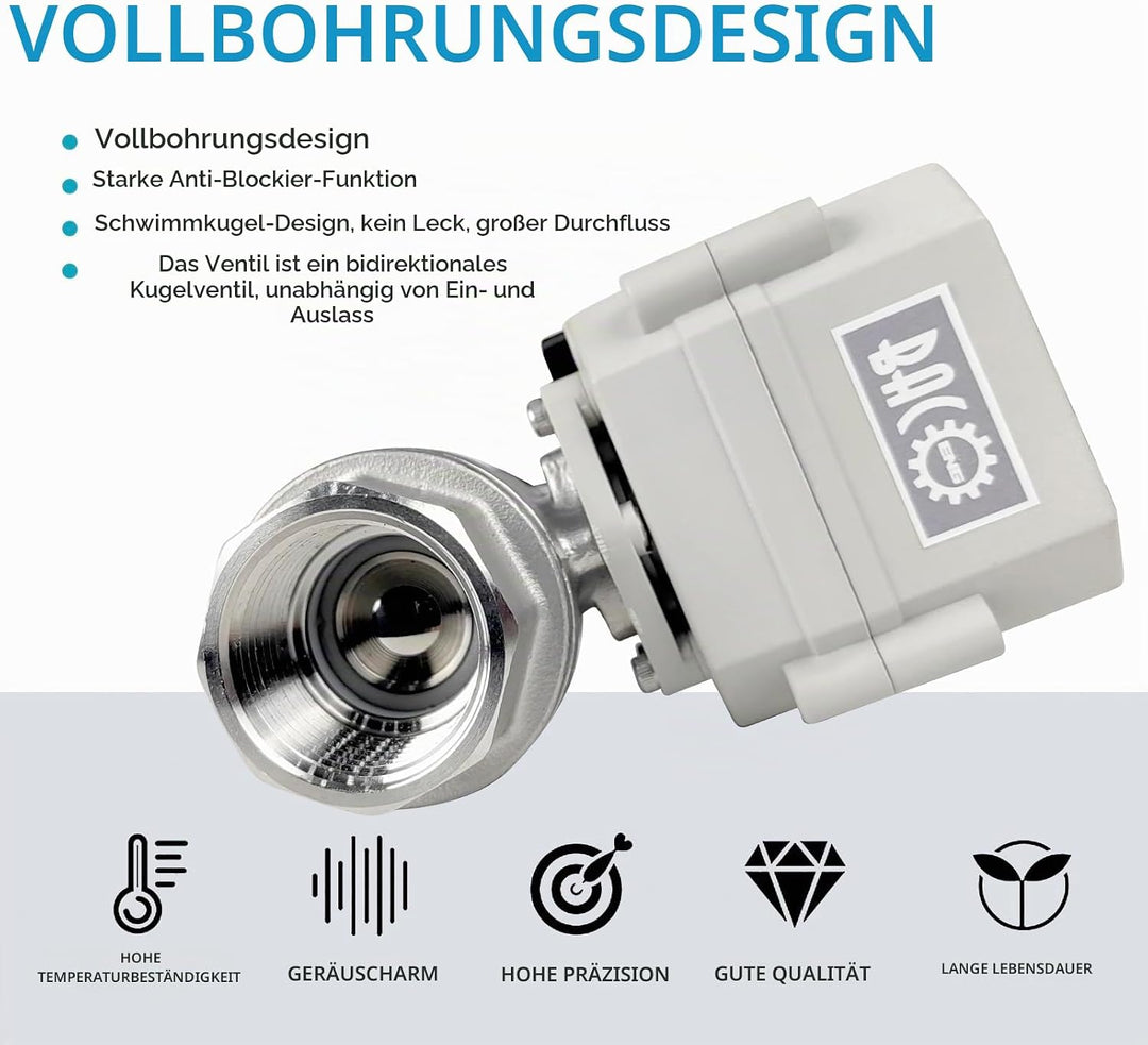 BACOENG AC110/230V 2 Wege 3/4" Edelstahl Motorkugelhahn Elektrische Zonenventil mit Stecker NC 3/4"
